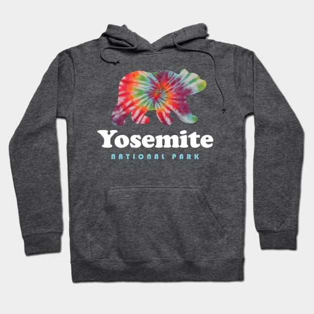 Yosemite National Park Bear Tie Dye California Hoodie by PodDesignShop